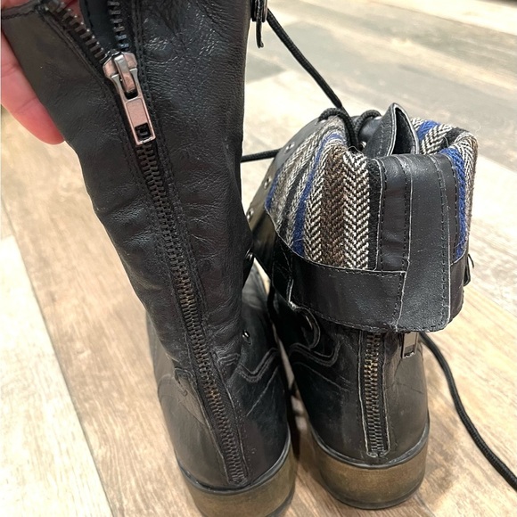 Steve Madden PARTO Black Combat Moto Boots 2 way Fold Down Women's sz 8M - Picture 5 of 9